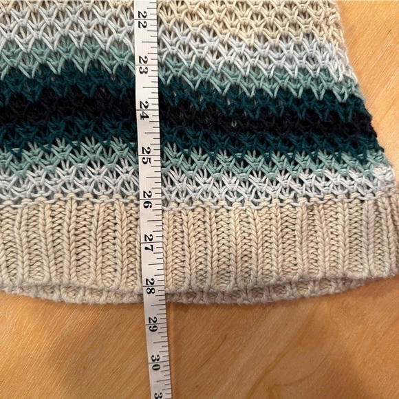 J. Jill Loose Knit Dolman 3/4 Sleeve Sweater Linen Blend Striped Blue Beige - Picture 12 of 12